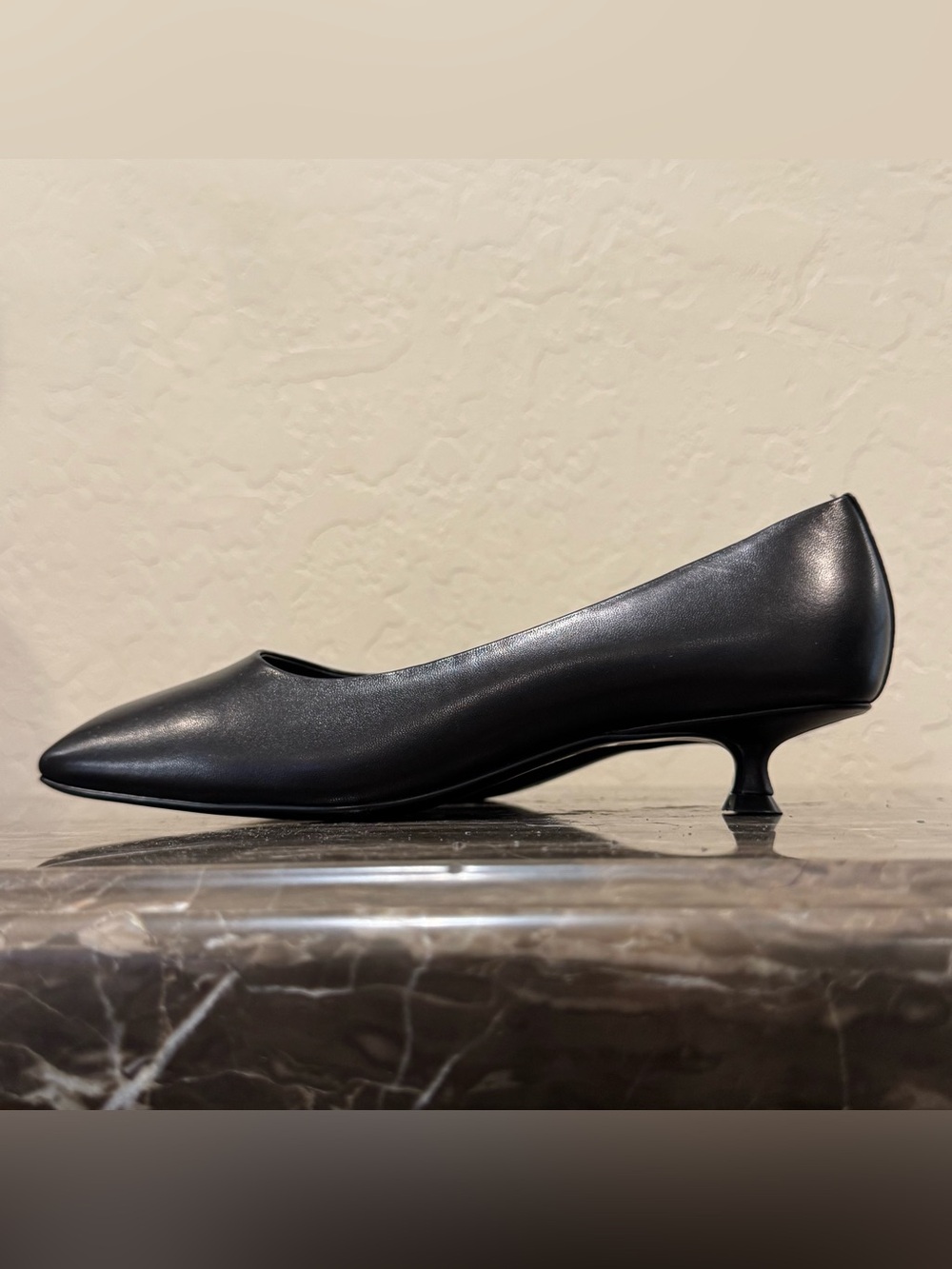 Jeffrey Campbell Black Leather Square Toe Kitten Heels